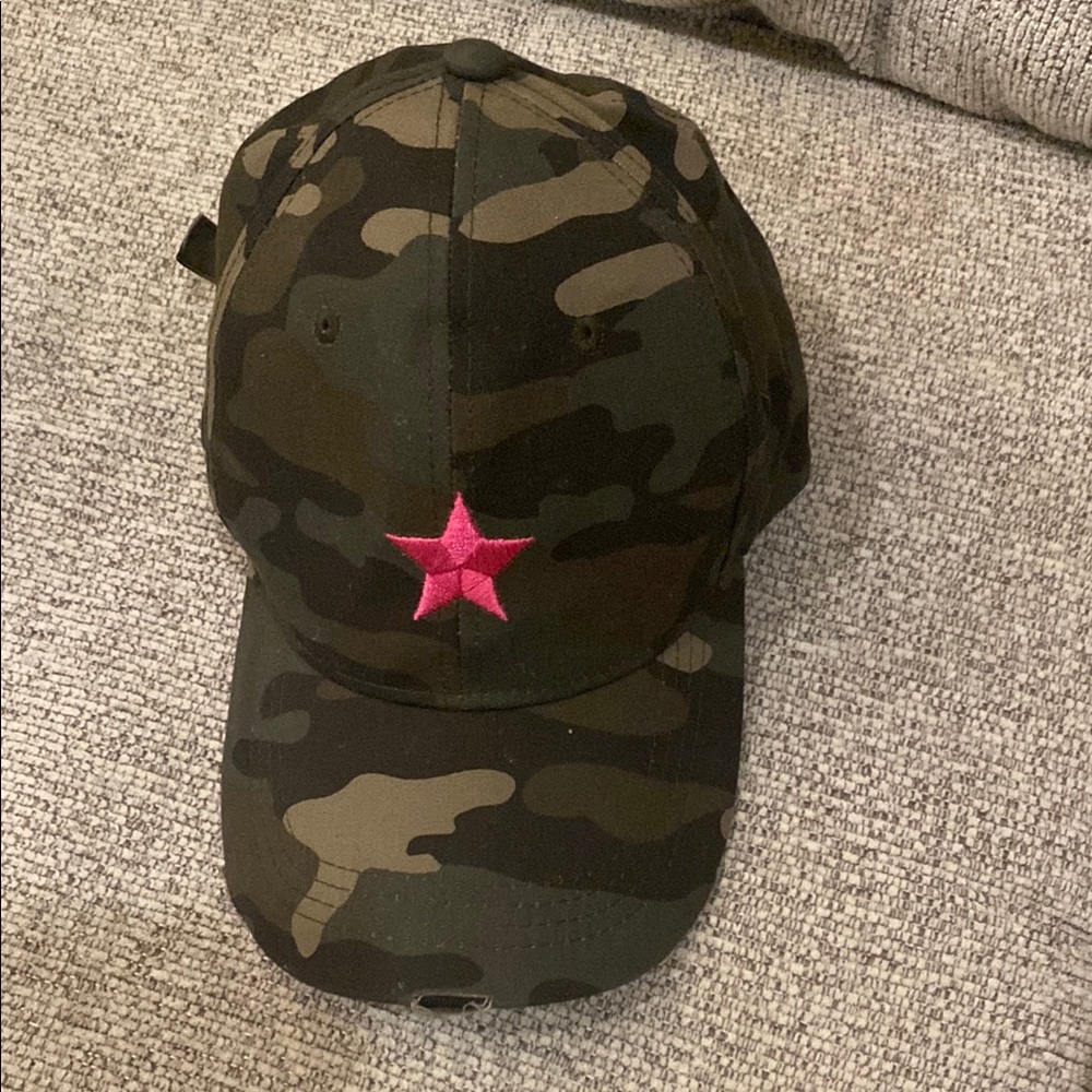 Camouflage Trucker Hat with Hot Pink Star